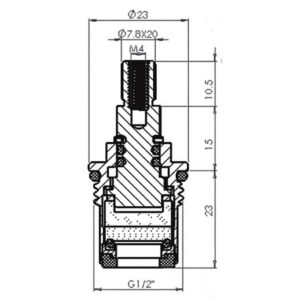 12 Tap Mechanism Ceramic Disc HotCold Pair CC4 48.5mm Length 20 Teeth