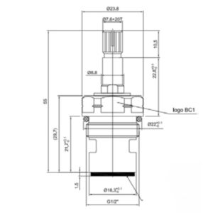 BC1 12 Tap Cartridge Pair Compatible with Spline CC7 and Ideal Standard Tantadisc