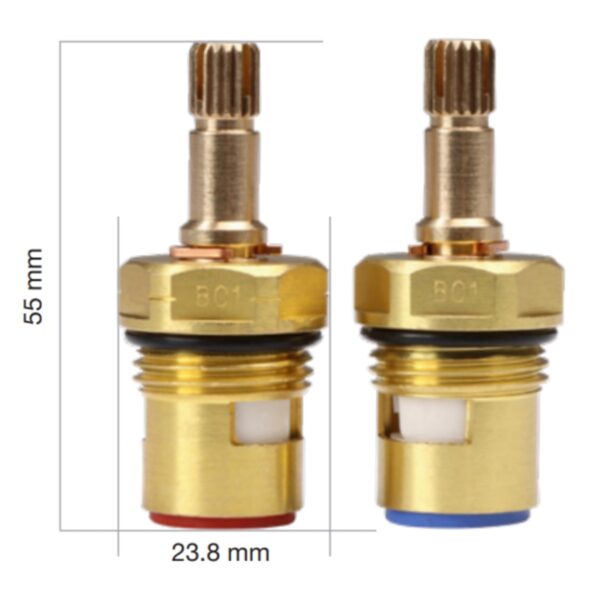 BC1 12 Tap Cartridge Pair Compatible with Spline CC7 and Ideal Standard Tantadisc