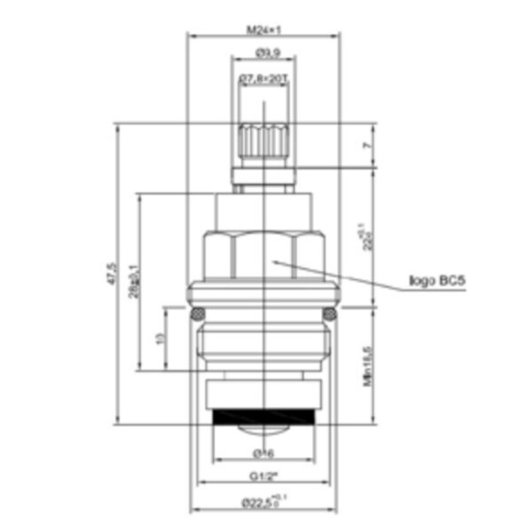 BC5 1/2" Tap Cartridge Single BC5 Compatible with Spline CC4 and Ultra Flow/Hudson Reed Taps