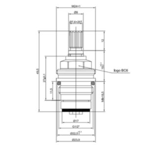 BC6 12 Tap Cartridge Single BC6 Compatible with Spline RC1 and Ideal Standard Trevi Taps