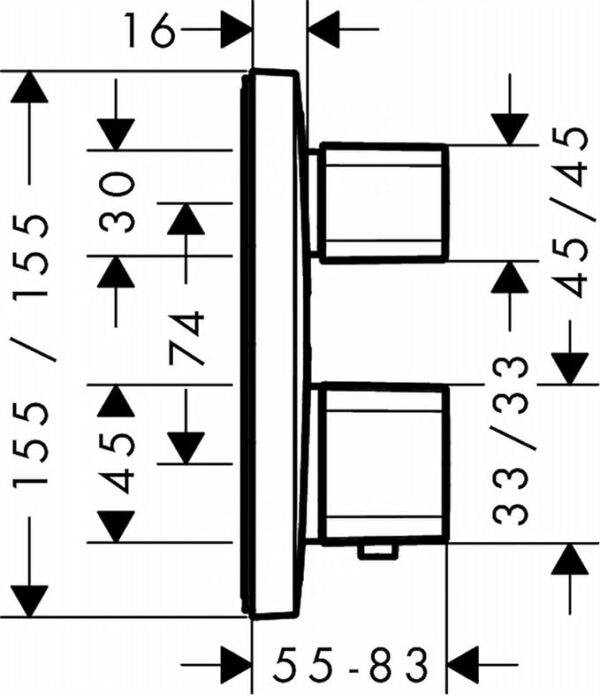 Hansgrohe Ecostat E Thermostatic Dual Outlet Mixer for Concealed Installation - 15708000