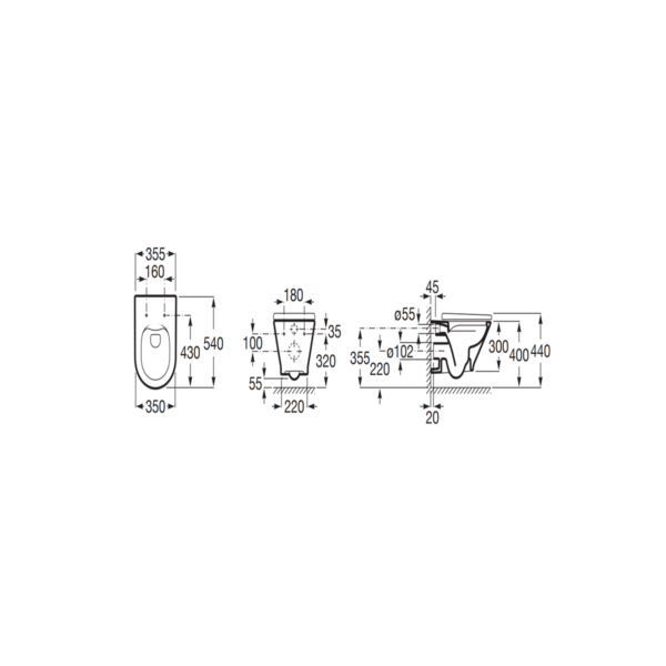 Roca WC Set The Gap Round Rimless Wall Hung Bundle Pack - Z3487NR001