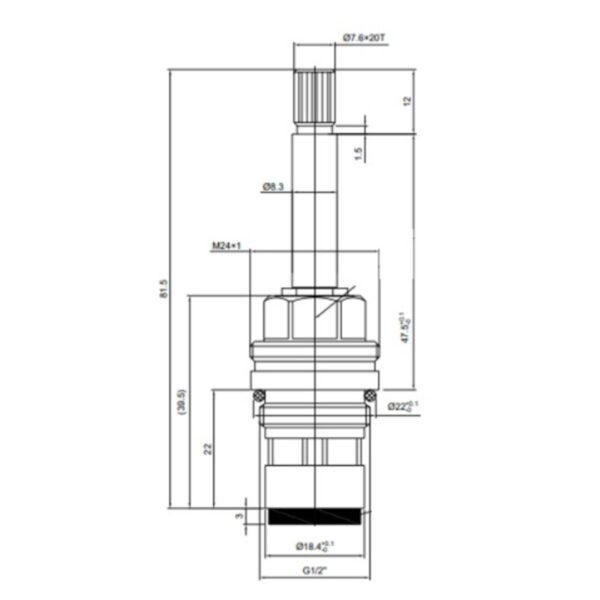 Universal Left Hand Opening Flow Cartridge 1/2" SH6L Brass Screw-In