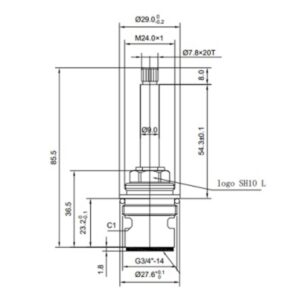 Universal Left Hand Opening Flow Cartridge 3/4" SH10L Brass Screw-In