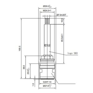 Universal Left Hand Opening Flow Cartridge 3/4" SH3L Brass Screw-In