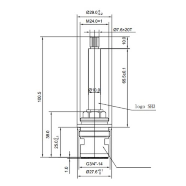 Universal Left Hand Opening Flow Cartridge 3/4" SH3L Brass Screw-In