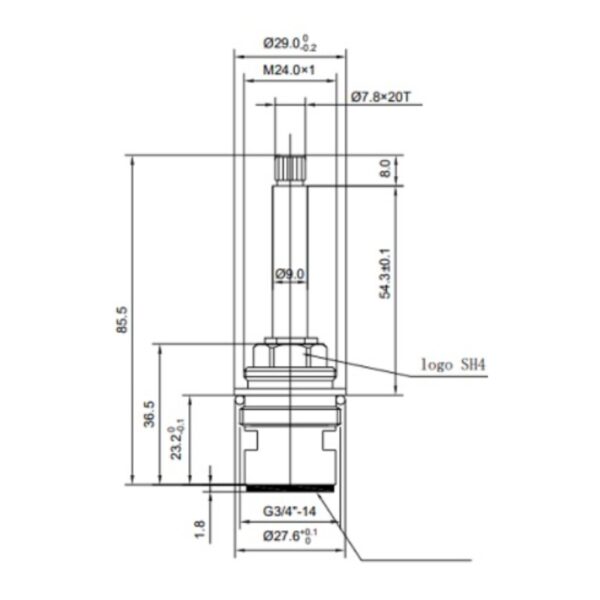 Universal Left Hand Opening Flow Cartridge 3/4" SH4L Brass Screw-In