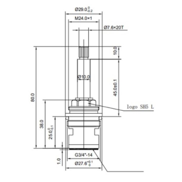 Universal Left Hand Opening Flow Cartridge 3/4" SH5L Brass Screw-In