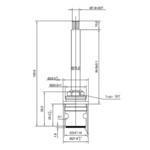 Universal Left Hand Opening Flow Cartridge 3/4" SH7L Brass Screw-In