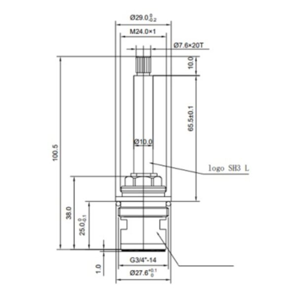 Universal Left Hand Opening Flow Cartridge 3/4" SH8L Brass Screw-In