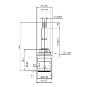 Universal Left Hand Opening Flow Cartridge 3/4" SH9L Brass Screw-In