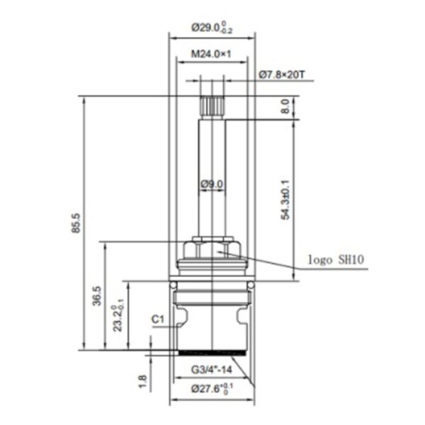 Universal Right Hand Opening Flow Cartridge 3/4" SH10R Brass Screw-In