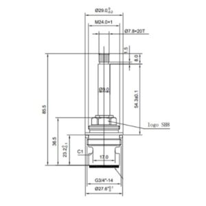 Universal Right Hand Opening Flow Cartridge 3/4" SH8R Brass Screw-In