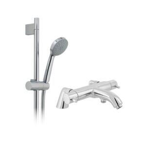 Vado Celsius Pillar Mounted Thermostatic Bath Shower Mixer CEL-131T+SRK-C/P