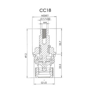 1/2″ Tap Mechanism Ceramic Disc Hot/Cold Pair CC18