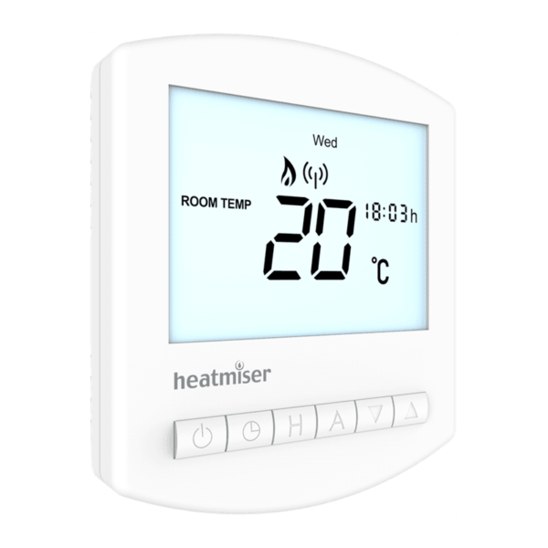 Heatmiser Slimline RF V3 White Multi-Mode Wireless Thermostat for Underfloor Heating