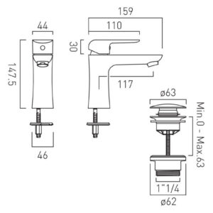 Vado Vala Mono Basin Mixer with Pop-Up Waste Chrome AX-VAL-100/CC-CP