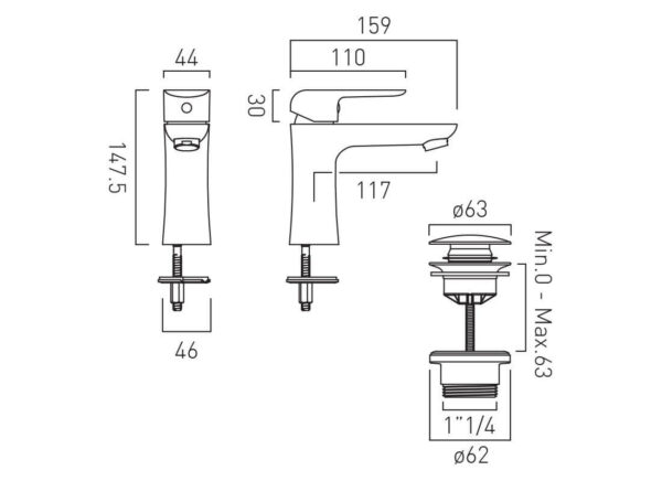 Vado Vala Mono Basin Mixer with Pop-Up Waste Chrome AX-VAL-100/CC-CP