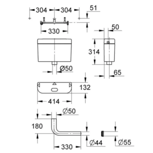 Grohe Adagio 6L Concealed Cistern 37762SH0 with Pneumatic Chrome Flush Button 38488000