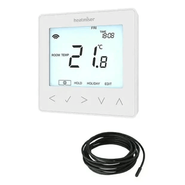 Heatmiser NeoStat-E White V2 Programmable Thermostat for Electric Underfloor Heating