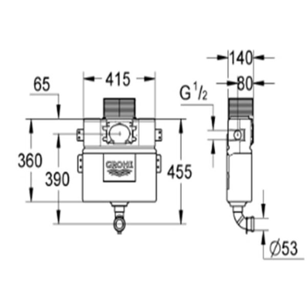 Grohe 38422000 Concealed Dual Flush Cistern BTW Flushing Cistern