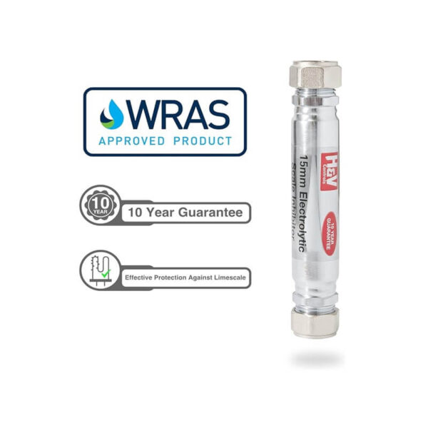 15mm Scale Inhibitor for Central Heating Boiler or Whole Home Inline Electrolytic Limescale Reducer WRAS Approved 10 Year Guarantee