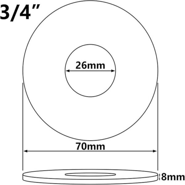 26mm (3/4 Inch) Chrome Plated Steel Valve Tall Hole Cover Tap Rose 8mm Height