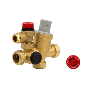 Caleffi 22mm Loose Nut Multibloc 3/6 Bar Inlet Control Valve F0001021 for Unvented Hot Water Cylinders