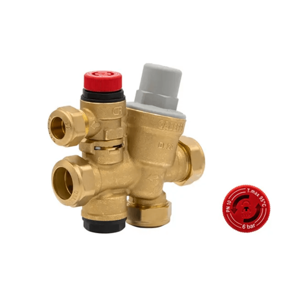 Caleffi F0001223 22mm 1-Piece Circlip Multibloc 3/6 Bar Inlet Control Valve for Unvented Cylinders