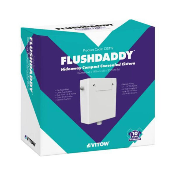 FlushDaddy Hideaway Concealed Cistern 350L Dual Flush 3/6L S/E CIST12