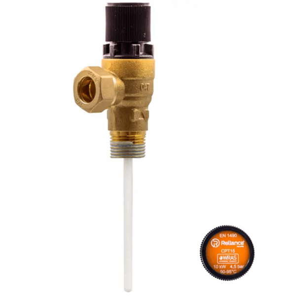 Reliance RWC 1/2" MBSP x 15mm CPT15 Pressure & Temperature Relief Valve 4.5 Bar PTEM540015