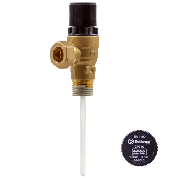 Reliance RWC 1/2" MBSP x 15mm CPT15 Pressure & Temperature Relief Valve 6 Bar PTEM540020