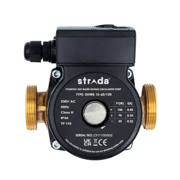 Strada DHWB 15-60130 Domestic Hot Water Bronze Circulation Pump for Drinking Water Systems