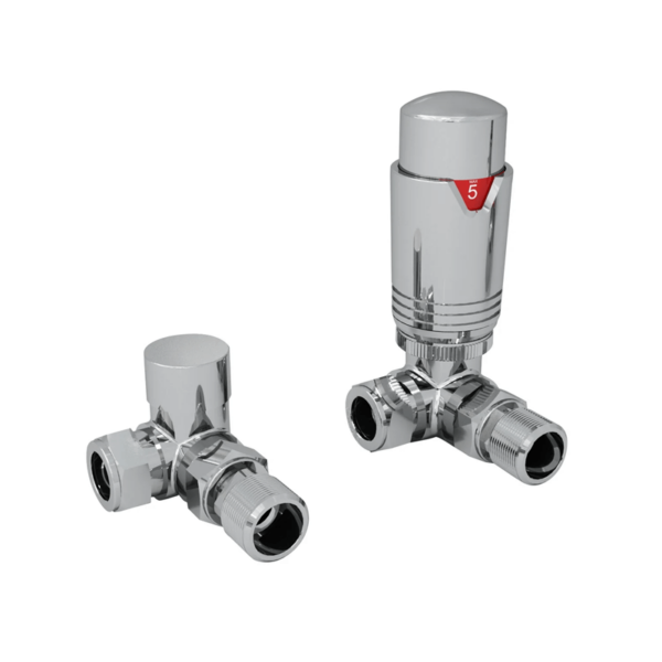 Corner Thermostatic Radiator Valve (TRV) & Lockshield Pack All Chrome Plated TRVCNR