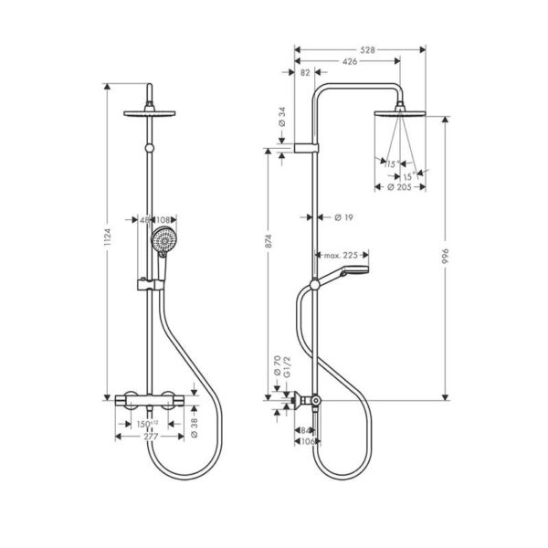 Hansgrohe 26276000 Vernis Blend Showerpipe 200 1 Jet with Thermostat Chrome