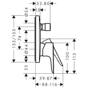 Hansgrohe 71474000 Talis E Single Lever Manual Bath Mixer Concealed Installation with Integrated Backflow Prevention