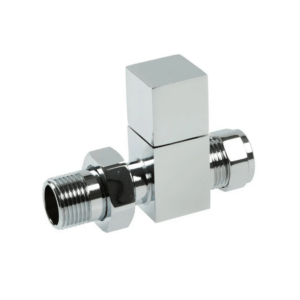 Square Straight Radiator Valve Pair 15mm Chrome Plated RVSSQ