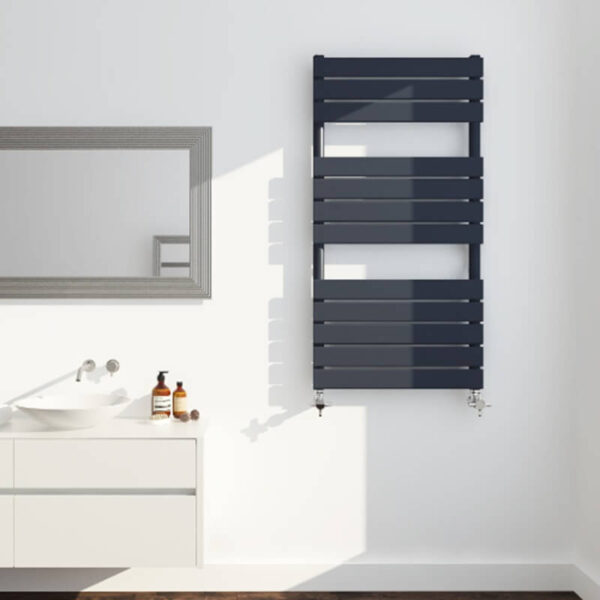 Atesh 1200x500mm Black Heated Towel Rail