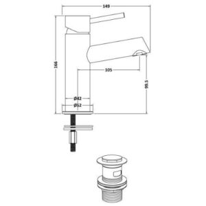 Fresssh Bay MBM Brushed Brass Mono Basin Mixer Includes Waste