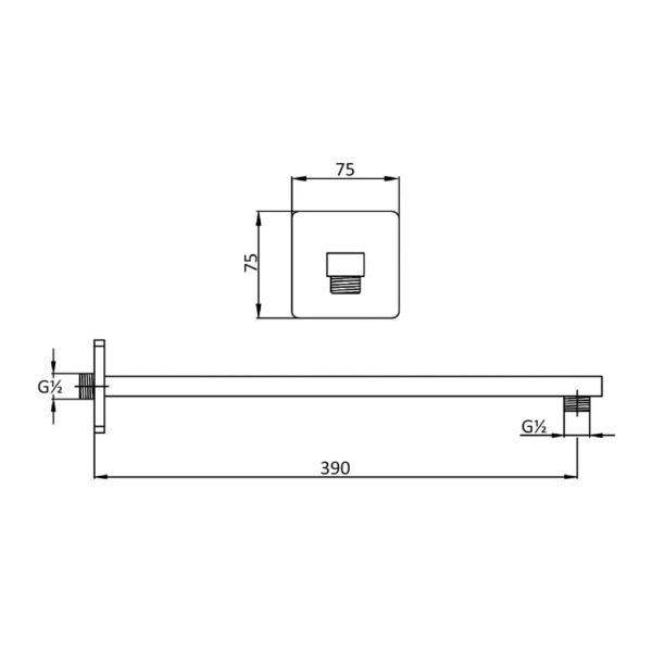 JTP 3221380 HIX Wall Mounted Shower Arm 390mm Length Chrome