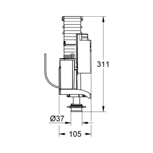 GROHE 42320000 AV1 Dual Flush Valve 331mm Tall with Pipe Extension