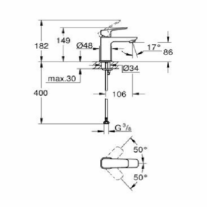 Grohe 1016992430 Cubeo Basin Mixer 1/2" S Size Phantom Black Smooth Body with SilkMove