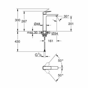 Grohe 1017290000 Cubeo Basin Mixer 1/2" XL Size Chrome Smooth Body for Free Standing Basins