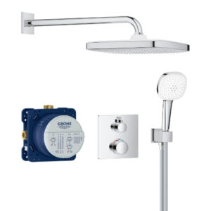 Grohe 2 Function Square Concealed Shower System Chrome 34871000 with Tempesta 250 Cube Head and Hand Shower