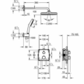Grohe 2 Function Square Concealed Shower System Chrome 34871000 with Tempesta 250 Cube Head and Hand Shower Technical