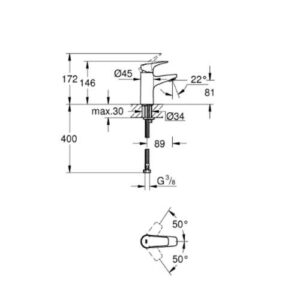 Grohe 23752000 BauFlow Basin Mixer 1/2" S Size Chrome Smooth Body with Water Saving Mousseur