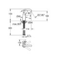 Grohe 24176001 Essence Basin Mixer 12 M Size Chrome Smooth Body with Swivel Spout Technical