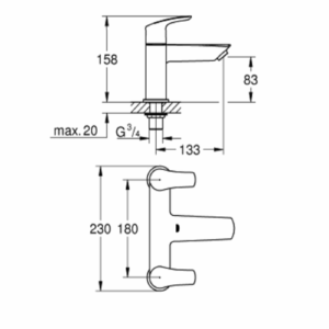 Grohe 250982433 Eurosmart Bath Filler 1/2" Matte Black Two Handled Deck Mounted with 3/4" Ceramic Valves