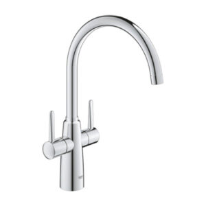 Grohe 30189000 Ambi Sink Mixer 1/2" Chrome Two Handle High Spout with Swivel and QuickTool